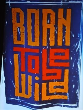Born To Be Wild Graphic Poster - Orange & Red on Navy